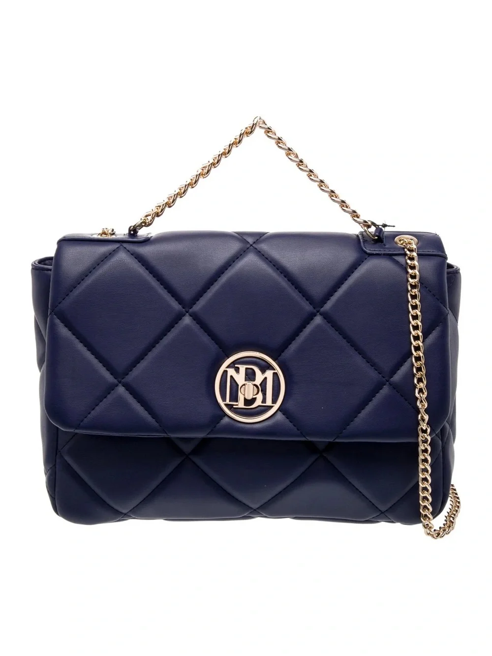Studio Badgley Mischka Quilted Vegan Chain Shoulder Bag Black Gold Hardware